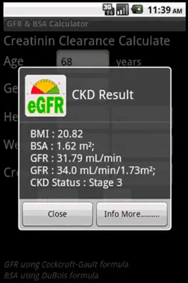 GFR & BSA Calculator android App screenshot 1